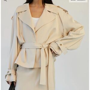 Oak + Fort Cropped Trenchcoat
